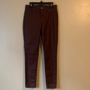 1822 Denim Jeans Womens 6 Wine Red Mid Rise Skinny Ankle Stretch Coated Denim